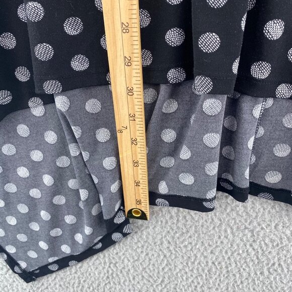 Chicos Top Womens 3 US Extra Large Solar Dots Tunic Black Hi Low Sharkbite Knit - Picture 9 of 10